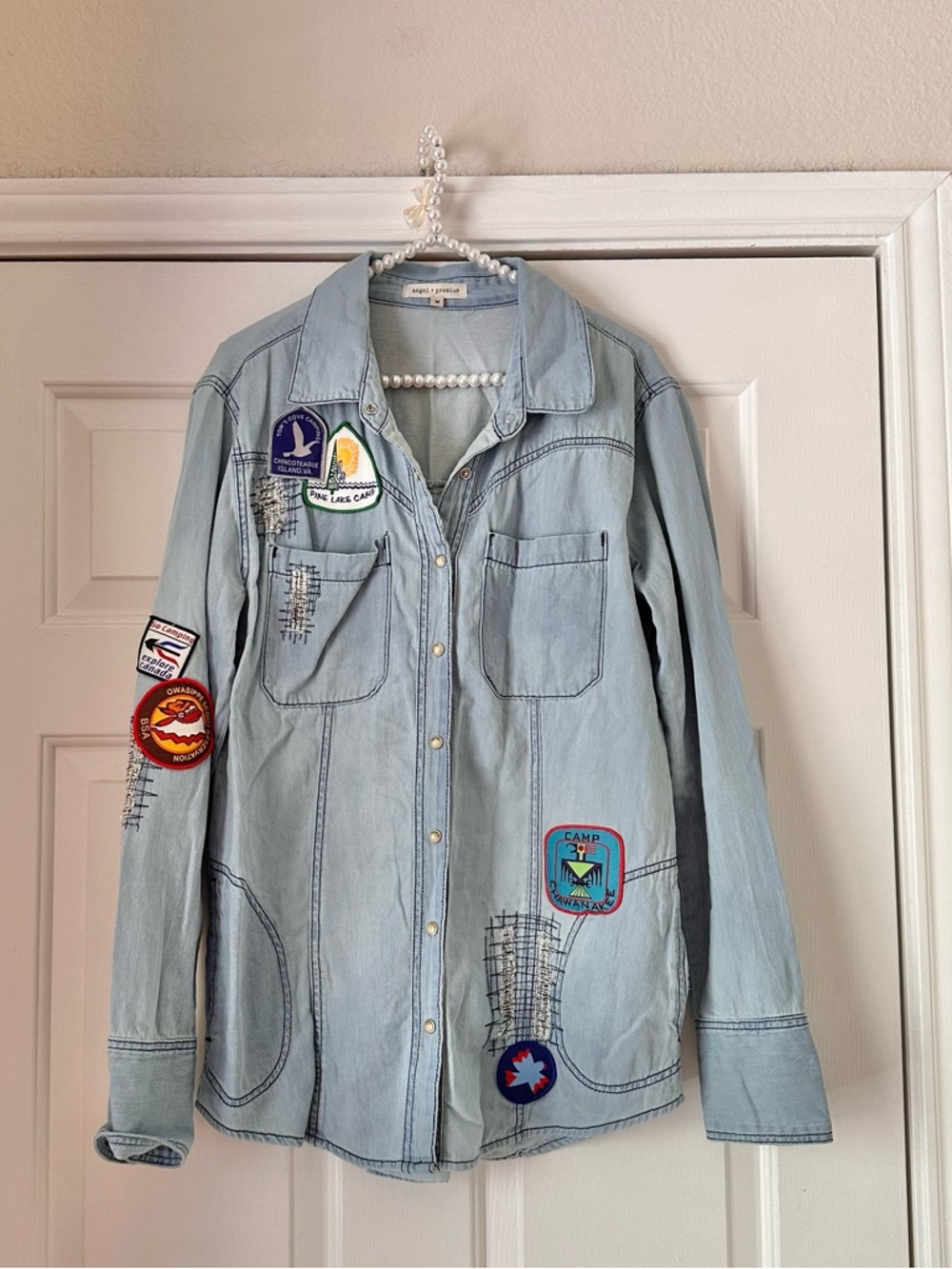Angel + Premium Denim Patchwork Pearl Snap